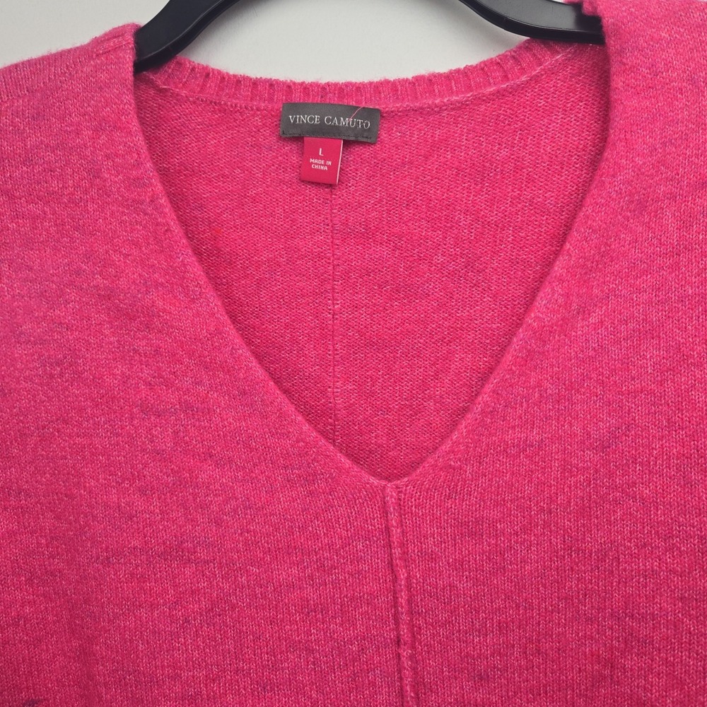 Vince Camuto Large Women's Pullover V-neck Paradox Pink Marled Sweater NWT $69 - Picture 2 of 7